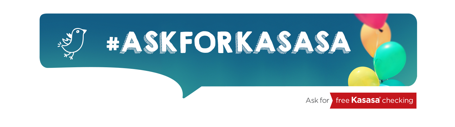 Ask for Kasasa banner with ribbons